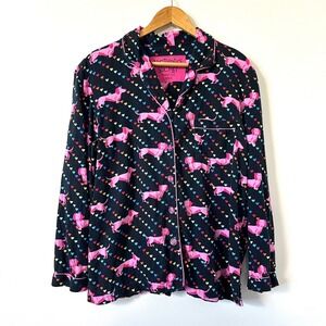Victoria's Secret Dachshund Heart Pajama Top M Pink Kitsch Sleepwear Weiner Dog